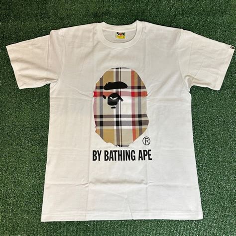 t shirt bape burberry|upside down bape shirt.